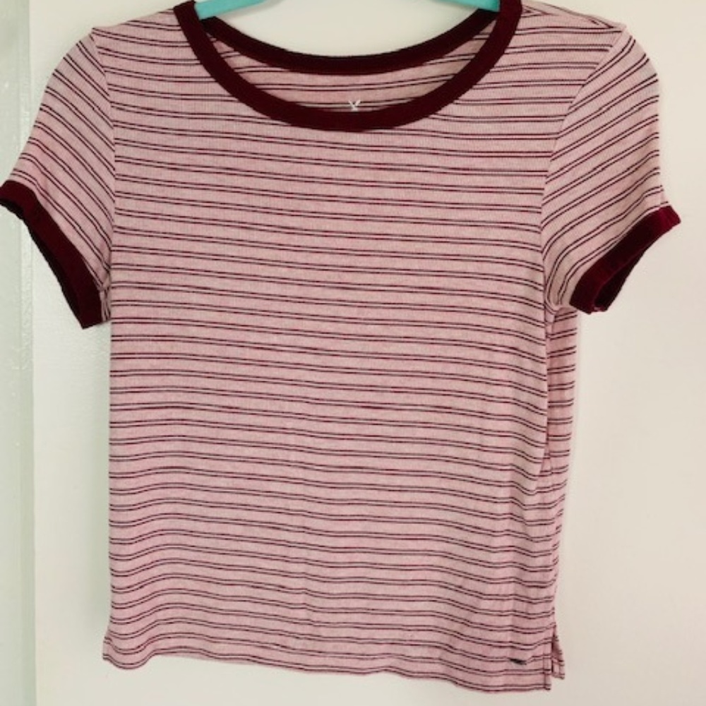 American Eagle Soft Striped Cropped Tee